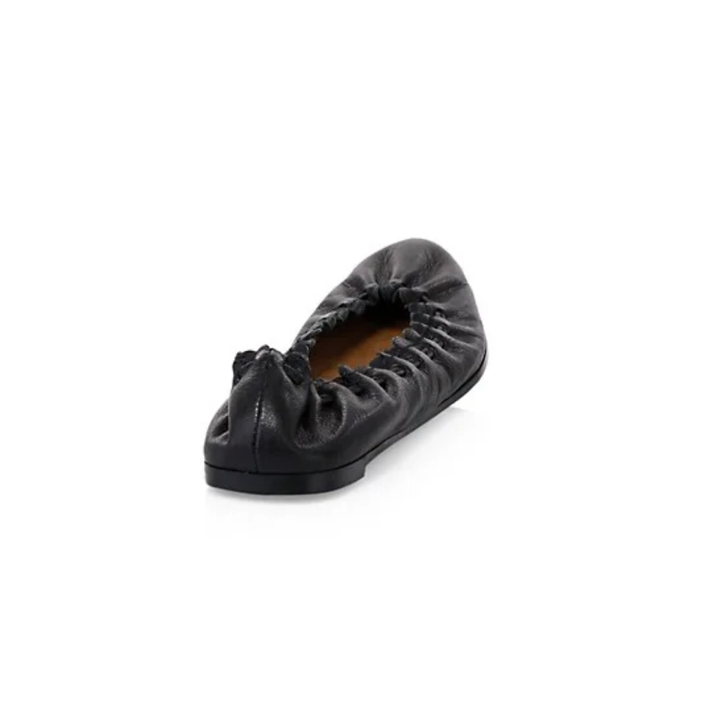 See by Chloé Women's Black Leather Ruched Ballet Flat - Picture 2 of 7